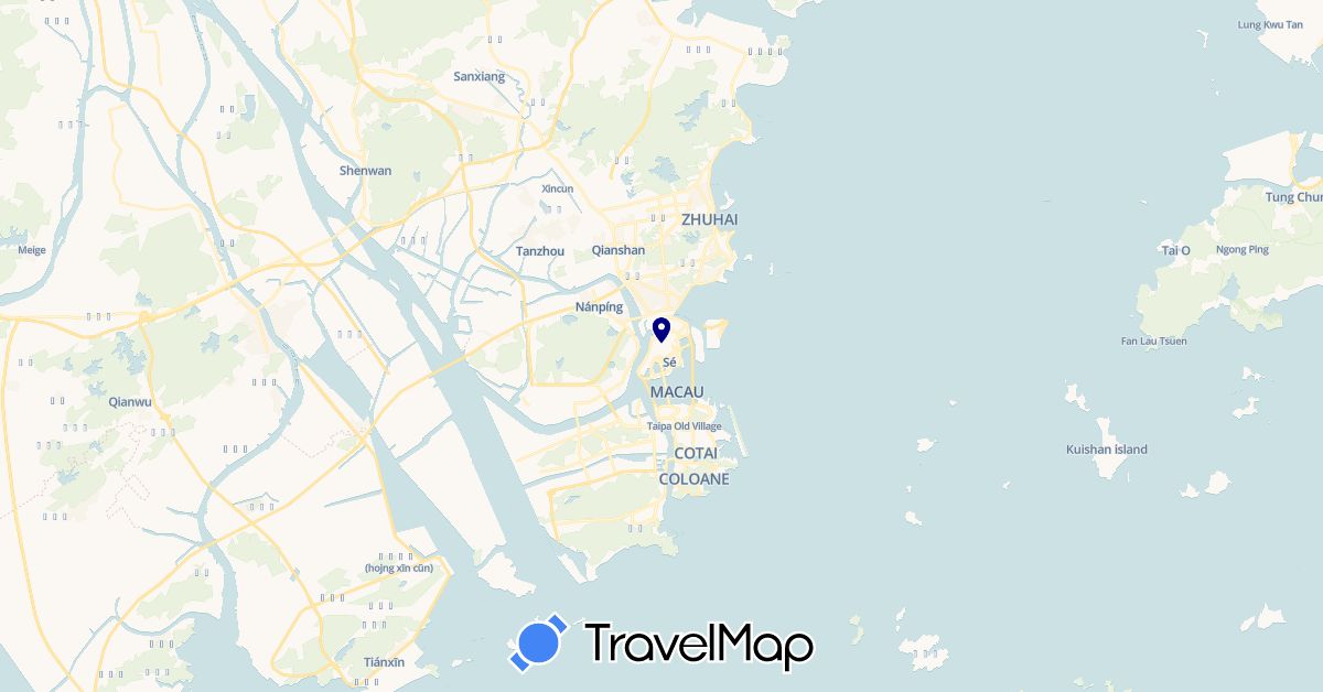 TravelMap itinerary: driving in Macau (Asia)